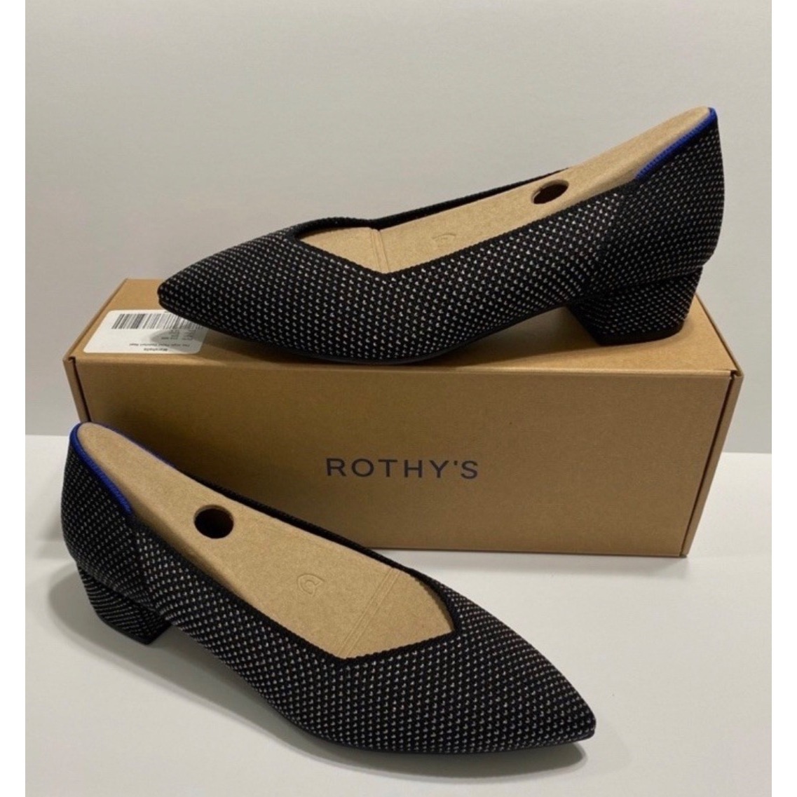 Rothy's The High Point Black Star Studded Comfort Heels, Size 12.5, New In Box